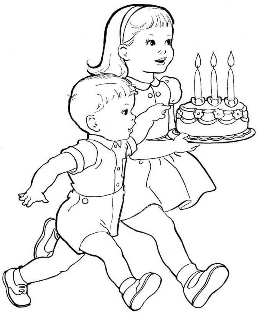 Торт праздник раскраска для детей