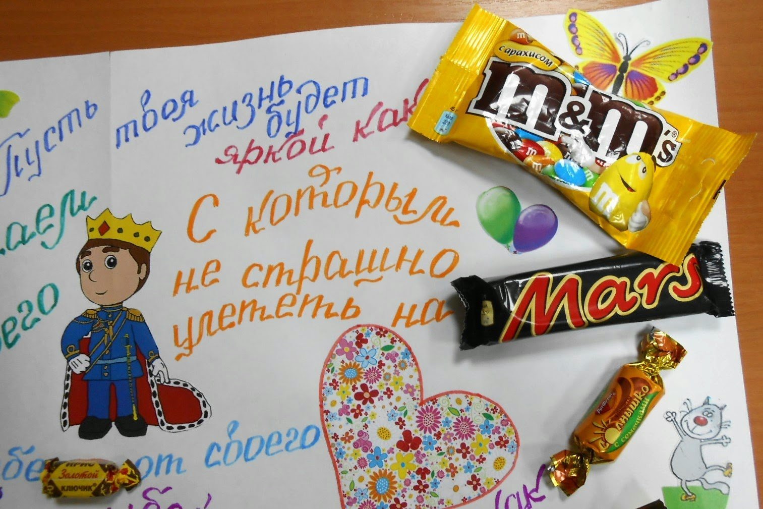 Плакат со сладостями на день рождения подруге