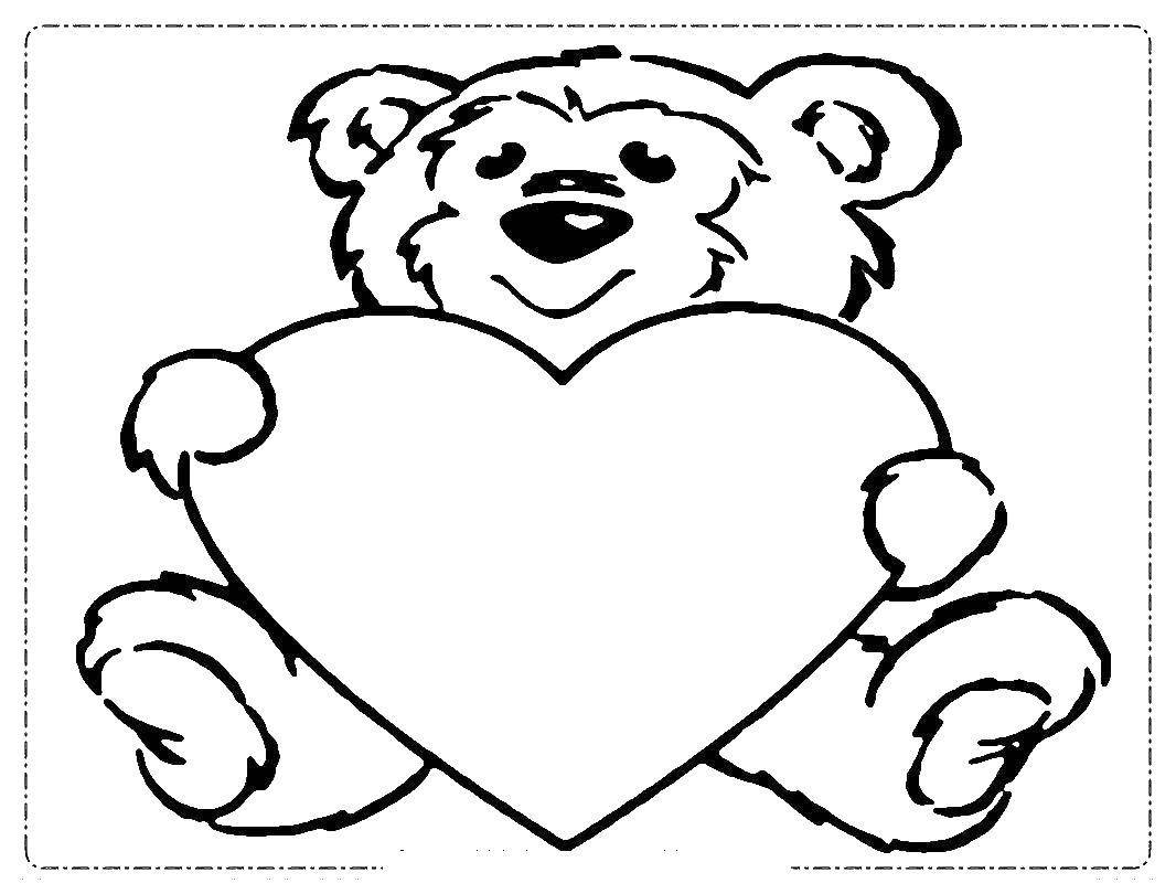 Медвежонок с сердцем раскраска
