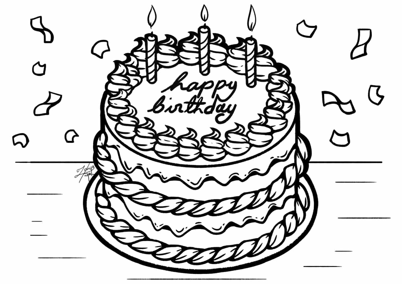 Раскраска торт на день рождения 10 лет