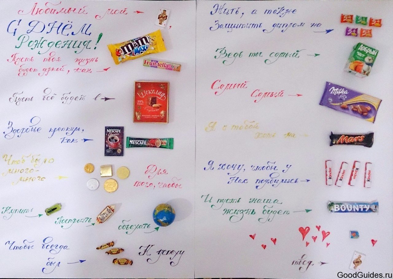 плакат со сладостями для мужа и папы на день рождения