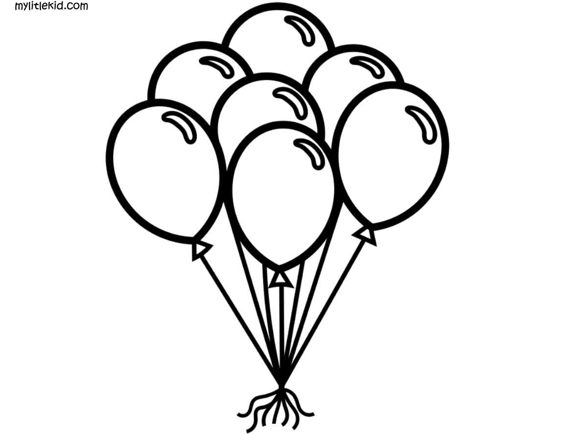 Раскраска три воздушных шарика
