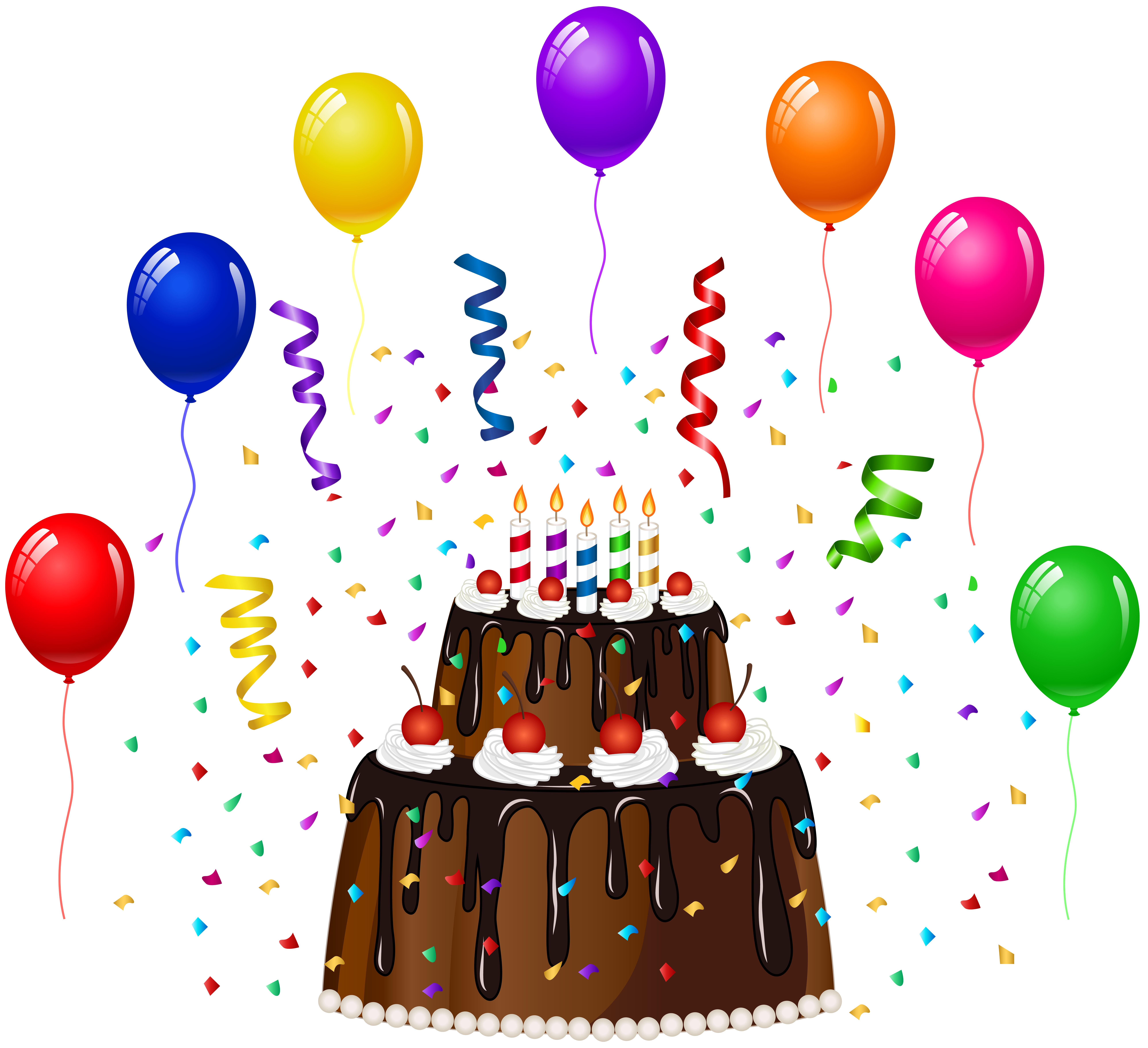 Картинки на прозрачном фоне с днем рождения. С днем рождения клипарт. Праздничный торт и шары. Тортик с шариками. С днём рождения торт и шарики.