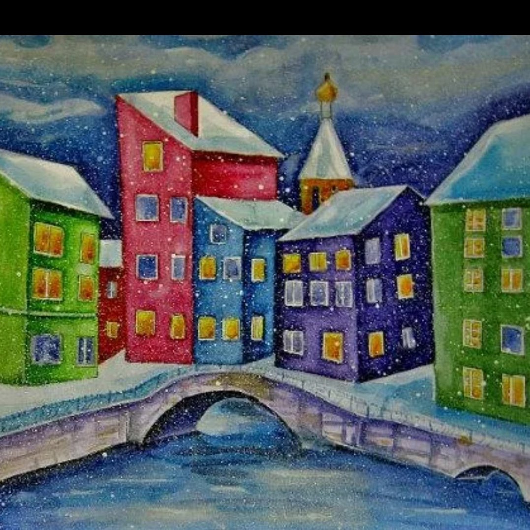 Рисование зимний город