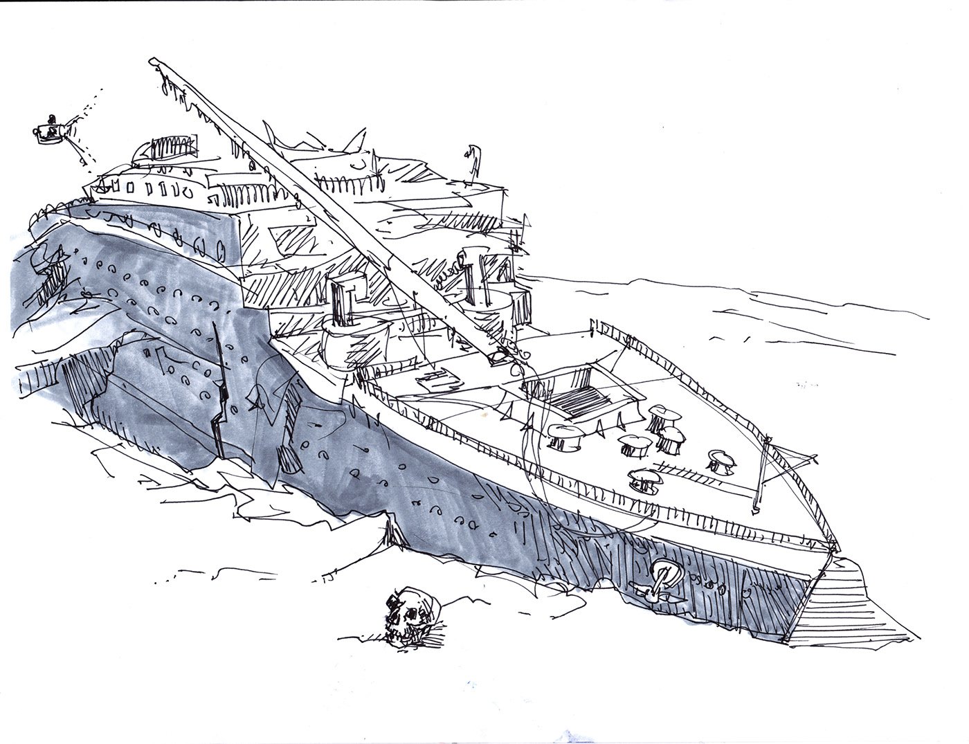 Затонувший корабль рисунок