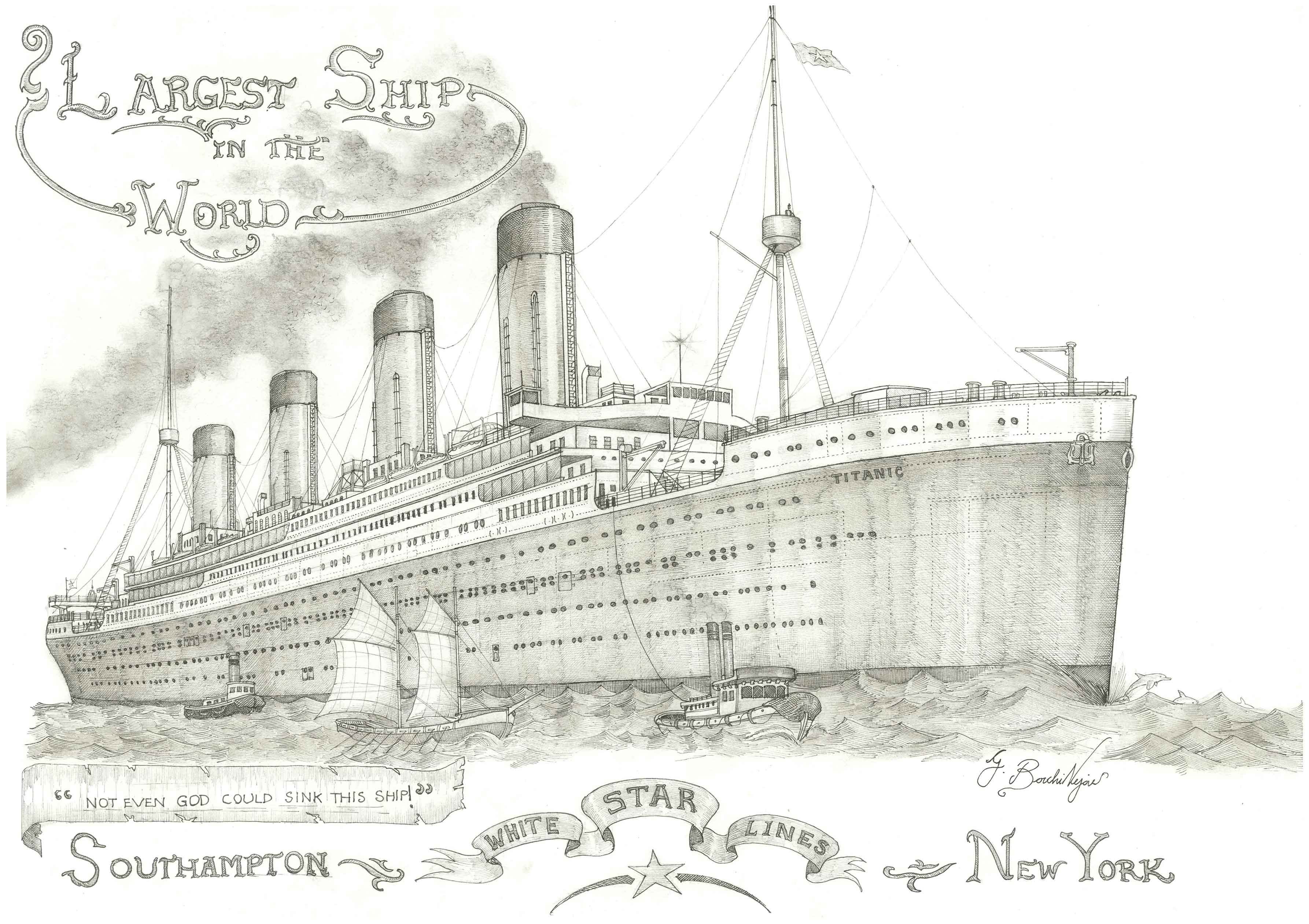 Титаник раскраска вид сбоку