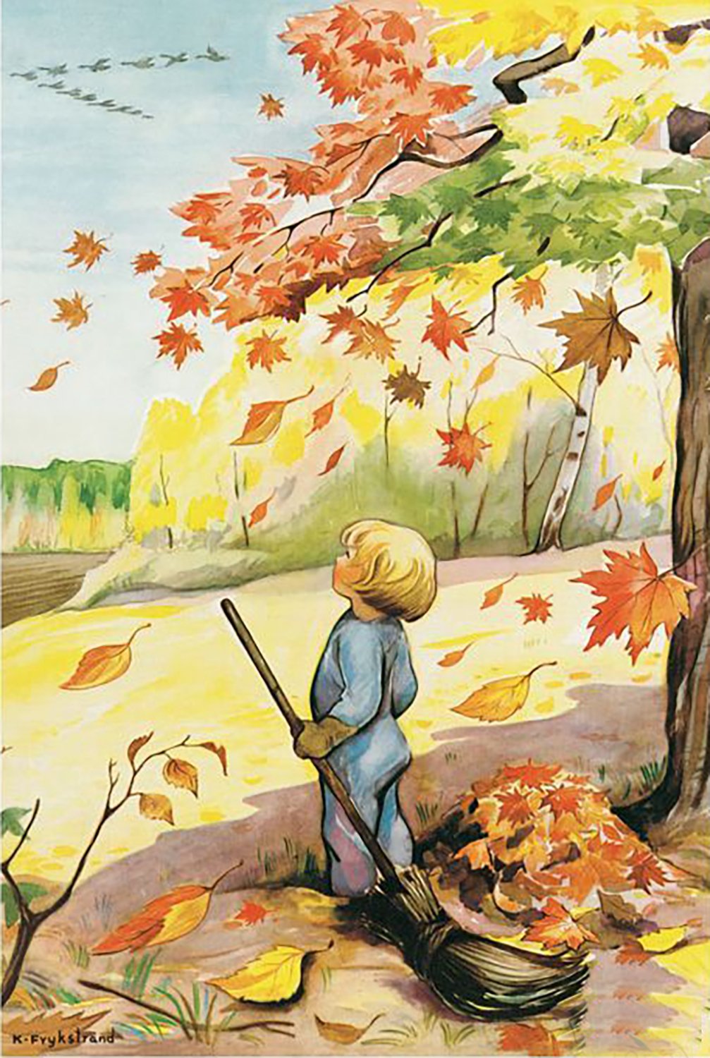Осенняя картина для детей карандашом