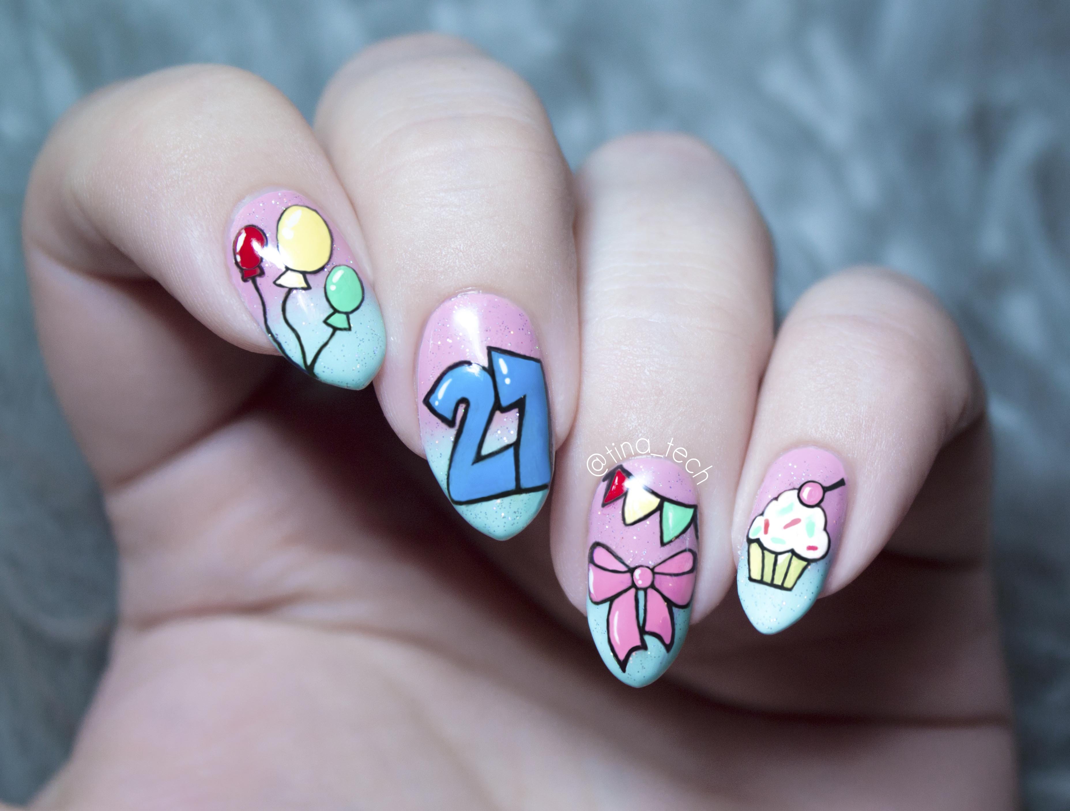 Дизайн ногтей на день рождения на коротких ногтях