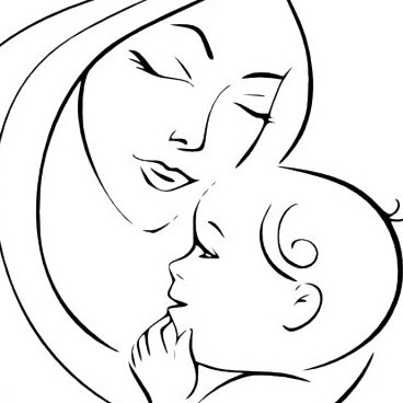 Раскраска мама с ребенком на руках