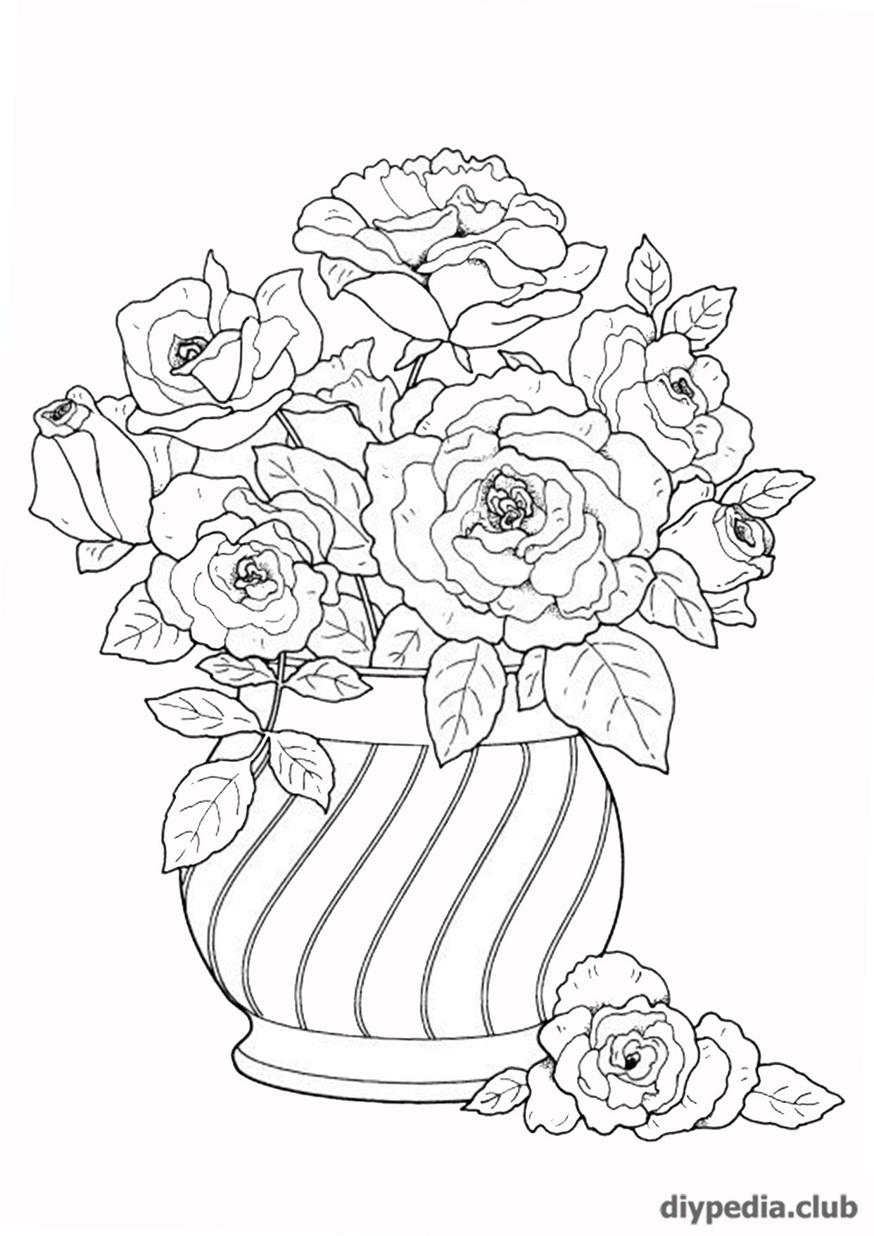 Натюрморт цветы в вазе раскраска