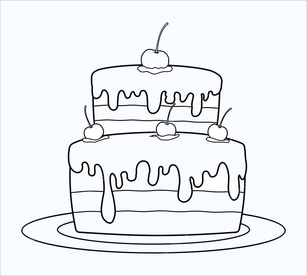 Раскраска торт без свечек на день рождения
