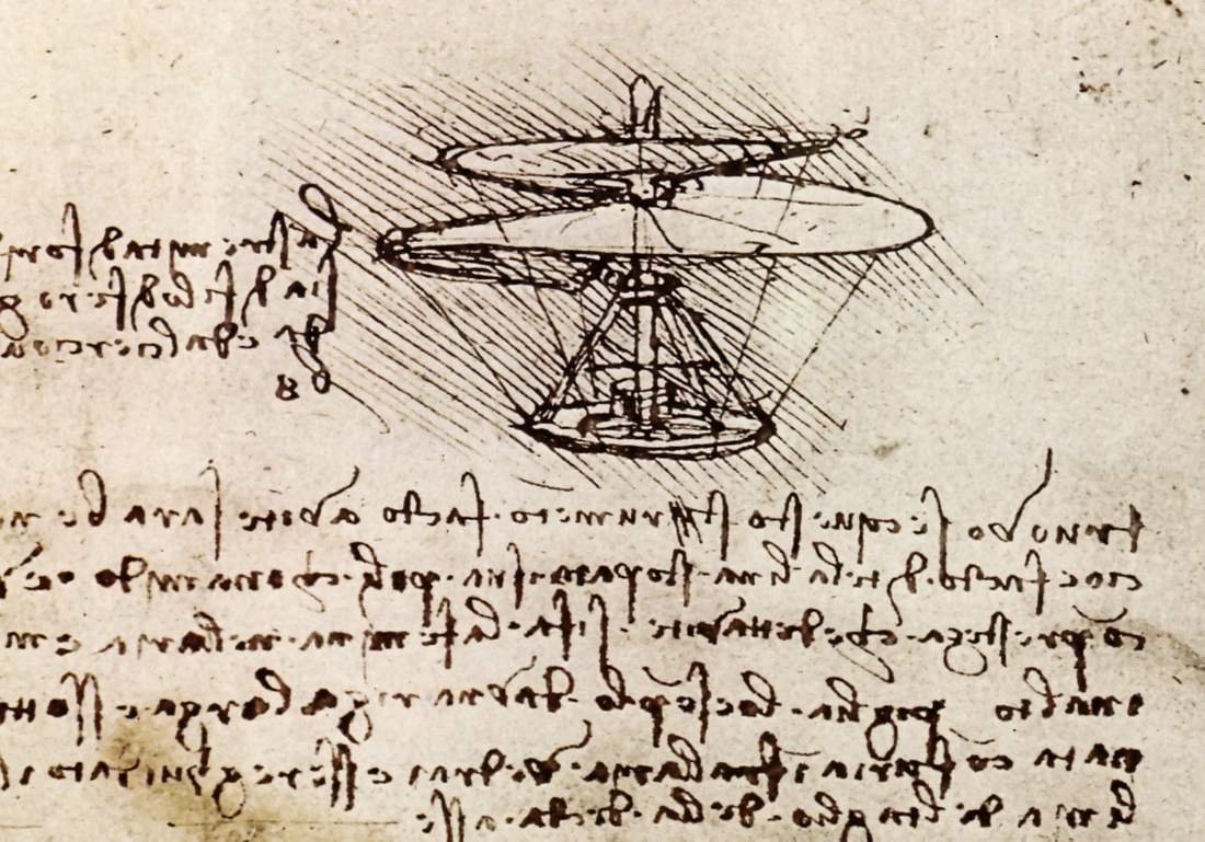 Леонардо да Винчи вертолет чертеж