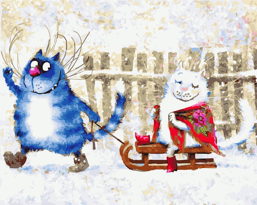 Голубые коты Ирины Зенюк зима