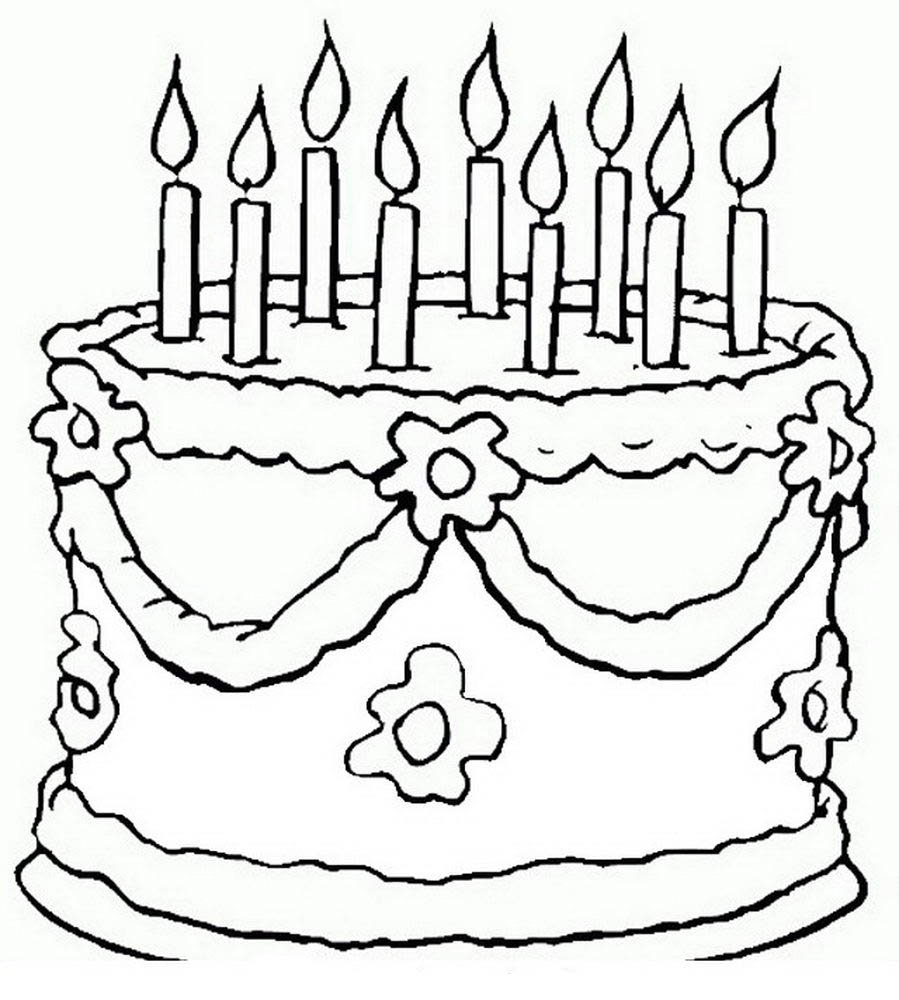 Раскраска тортик на день рождения