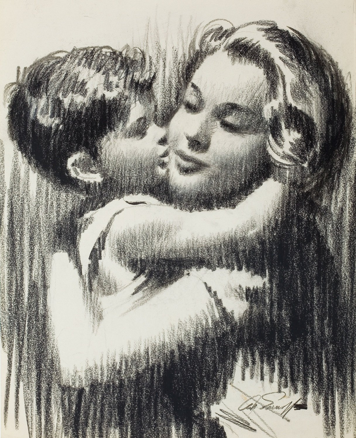 Мама обнимает сына иллюстрация