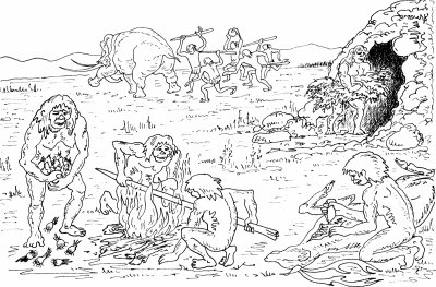 Первобытный человек раскраска