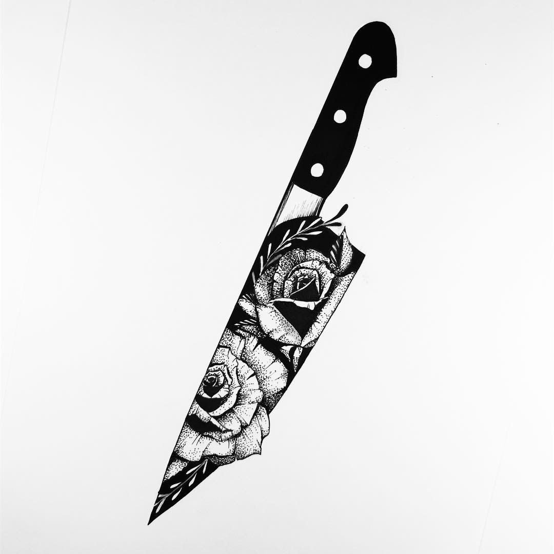 Эскизы татуировок ножей