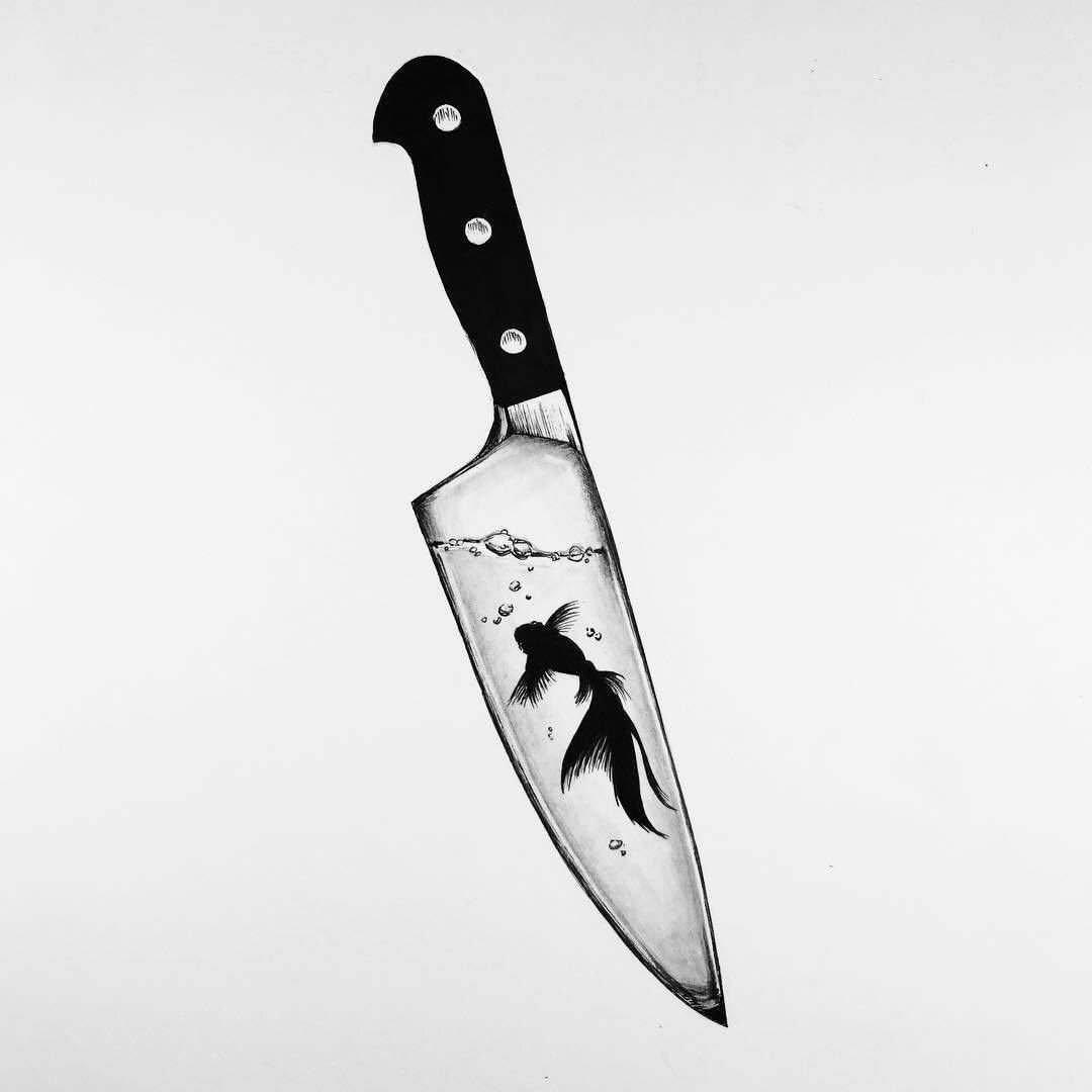 Нож эскиз тату