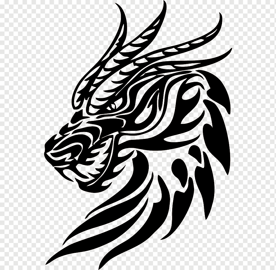 Голова китайского дракона трафарет