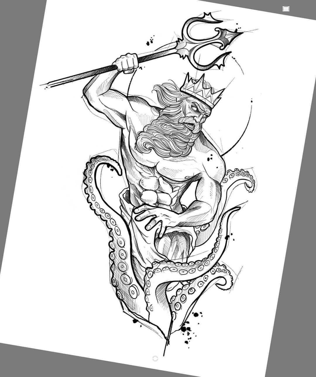 Нептун с трезубцем Татуировки