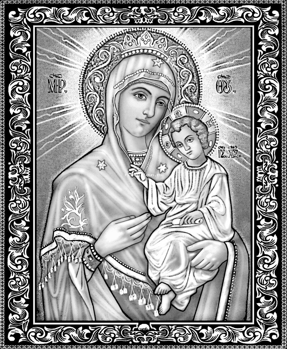 Иверская икона Божией матери для гравировки