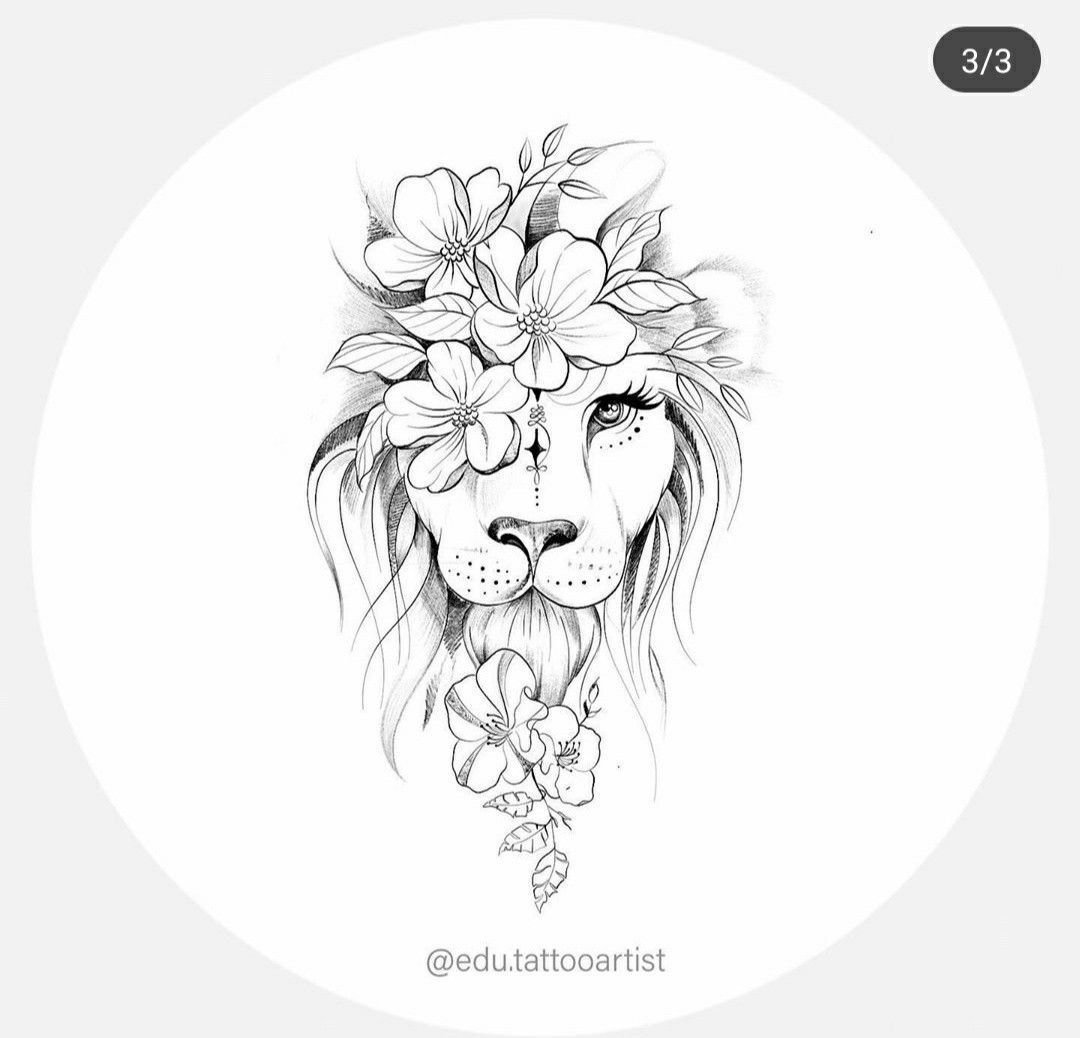 Эскизы татуировок Льва для девушек
