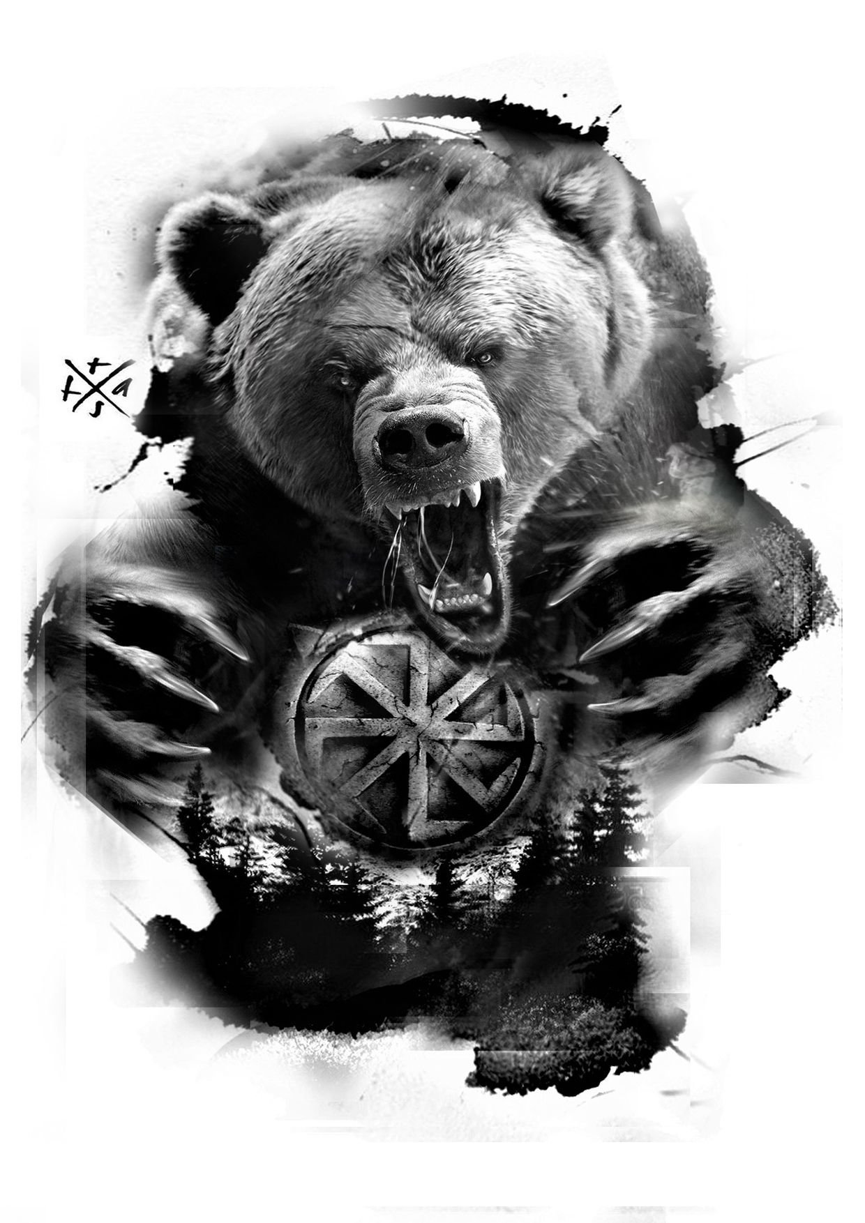 татуировки для мужчин с медведем на груди фото 20