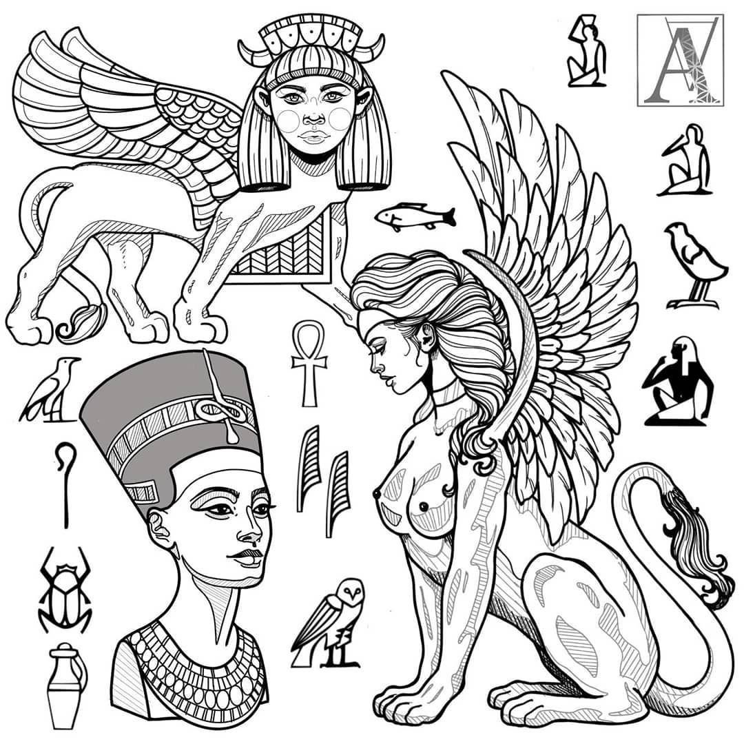 Египетские тату эскизы Нефертити