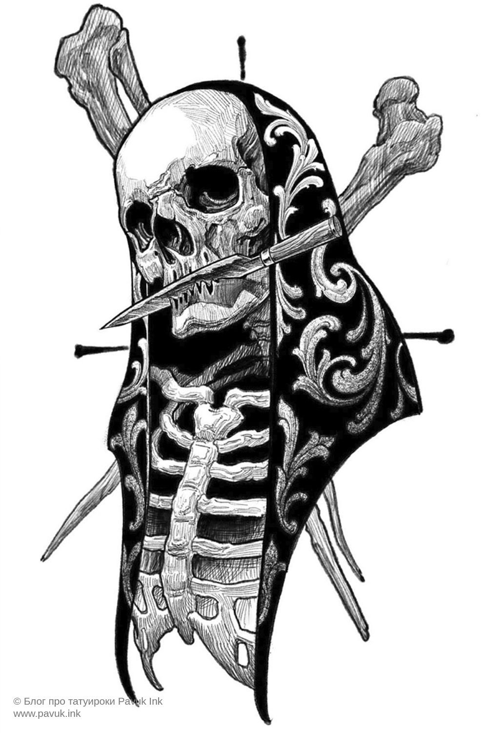 Эскизы татуировок скелет