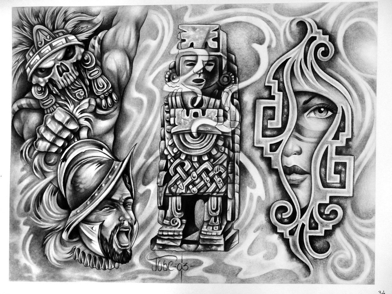 Chicano aztec tattoos