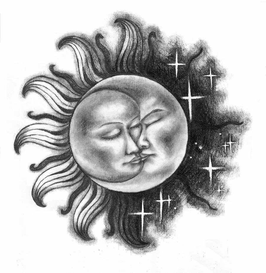 Татуировка солнце и Луна эскизы