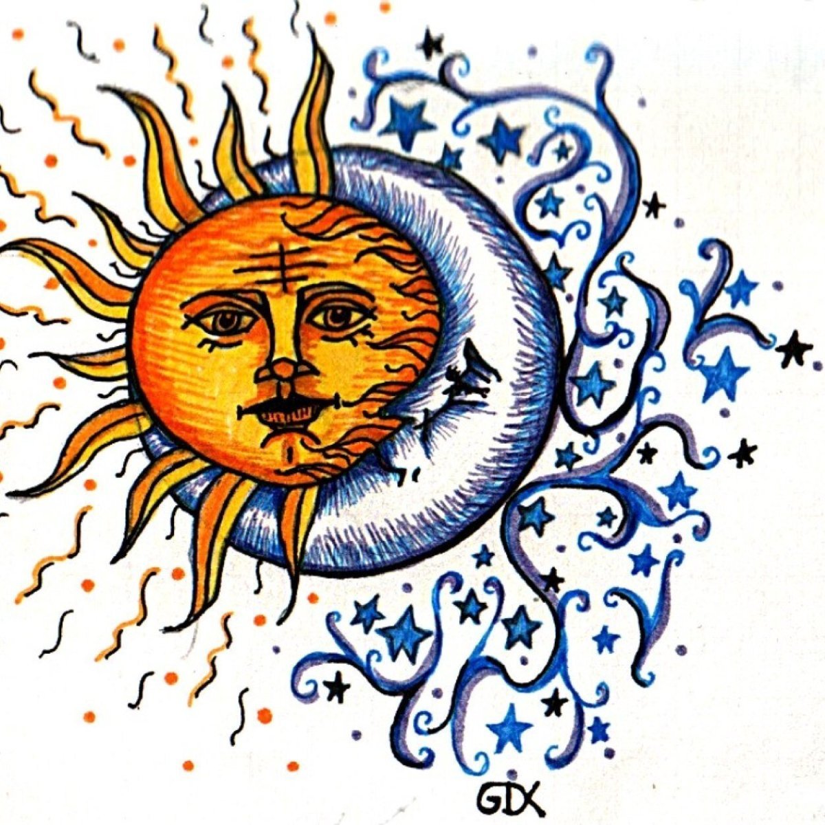 Солнце и Луна эскиз