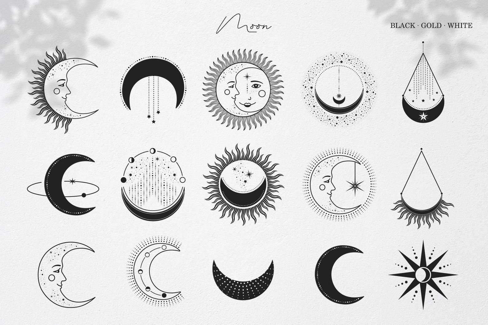 эскиз татуировки полинезия луна и солнце Векторный объект Stock | Adobe Stock