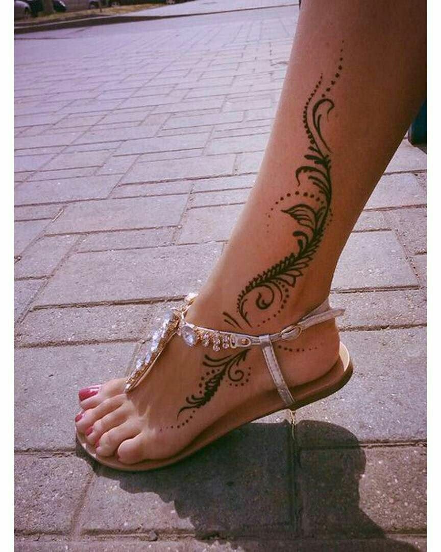 Рисунки тату на ноге женские на щиколотке (50 фото)