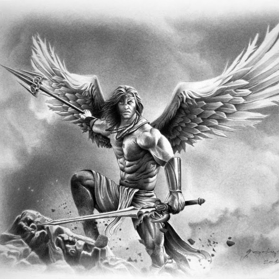 Ангел с мечом и крыльями