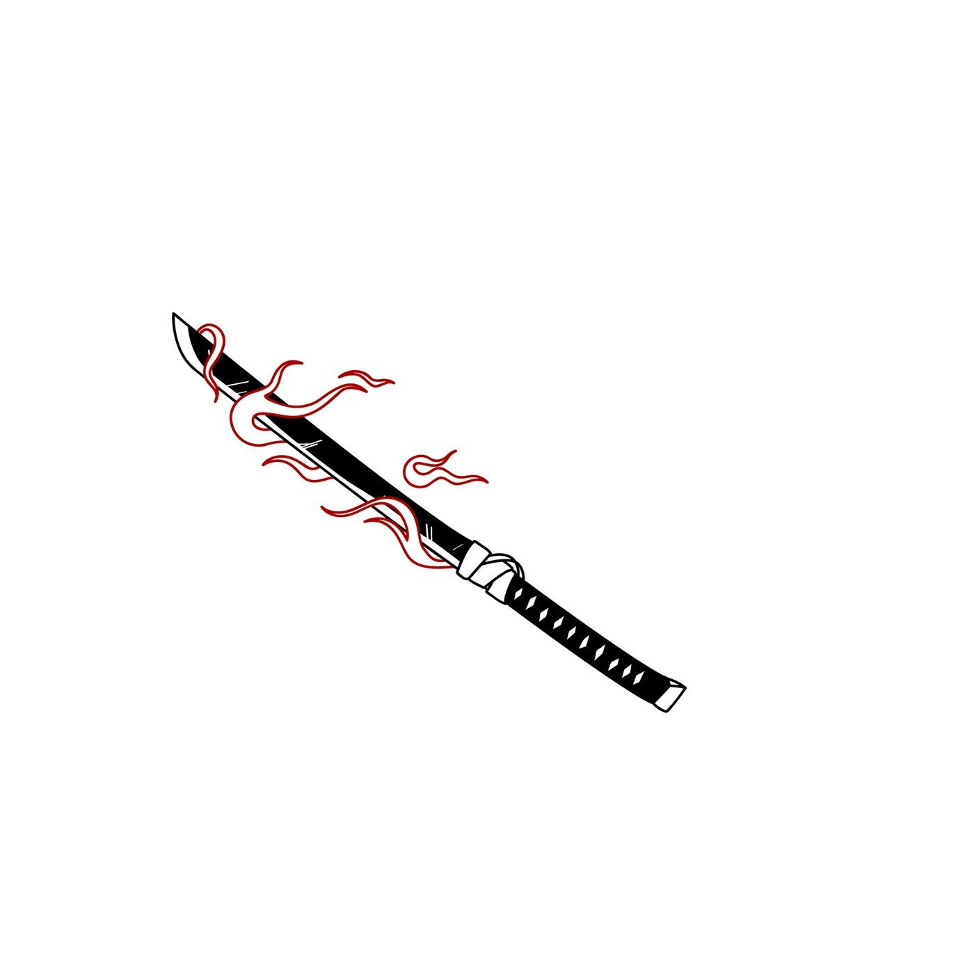 Самурайский меч катана тату
