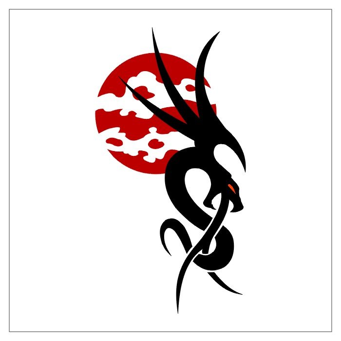 Черно красный дракон тату эскиз