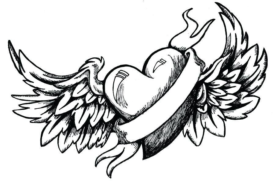 Рисунок сердца с крыльями
