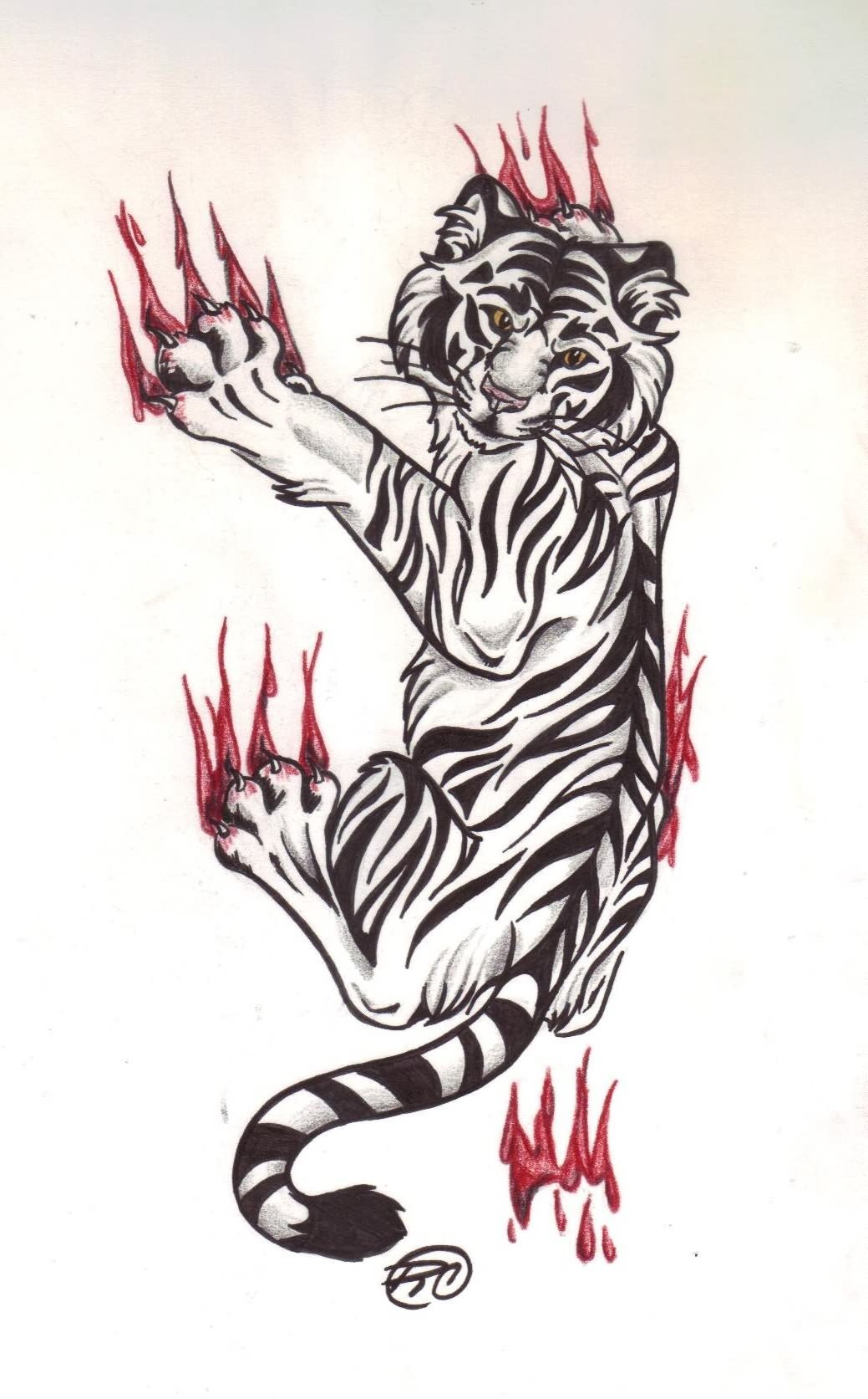 Эскиз на руку тигр