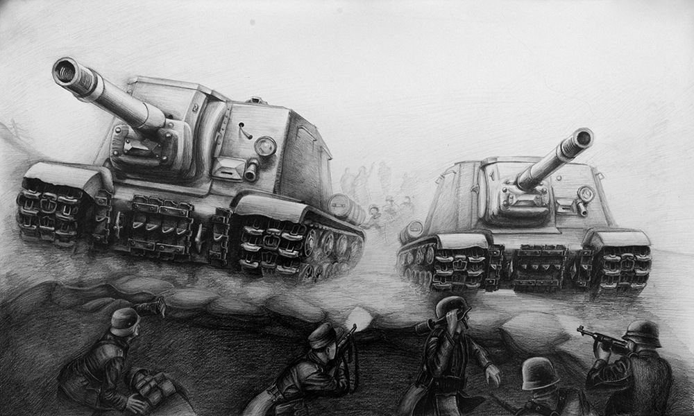 Горящий танк рисунок карандашом - 81 фото