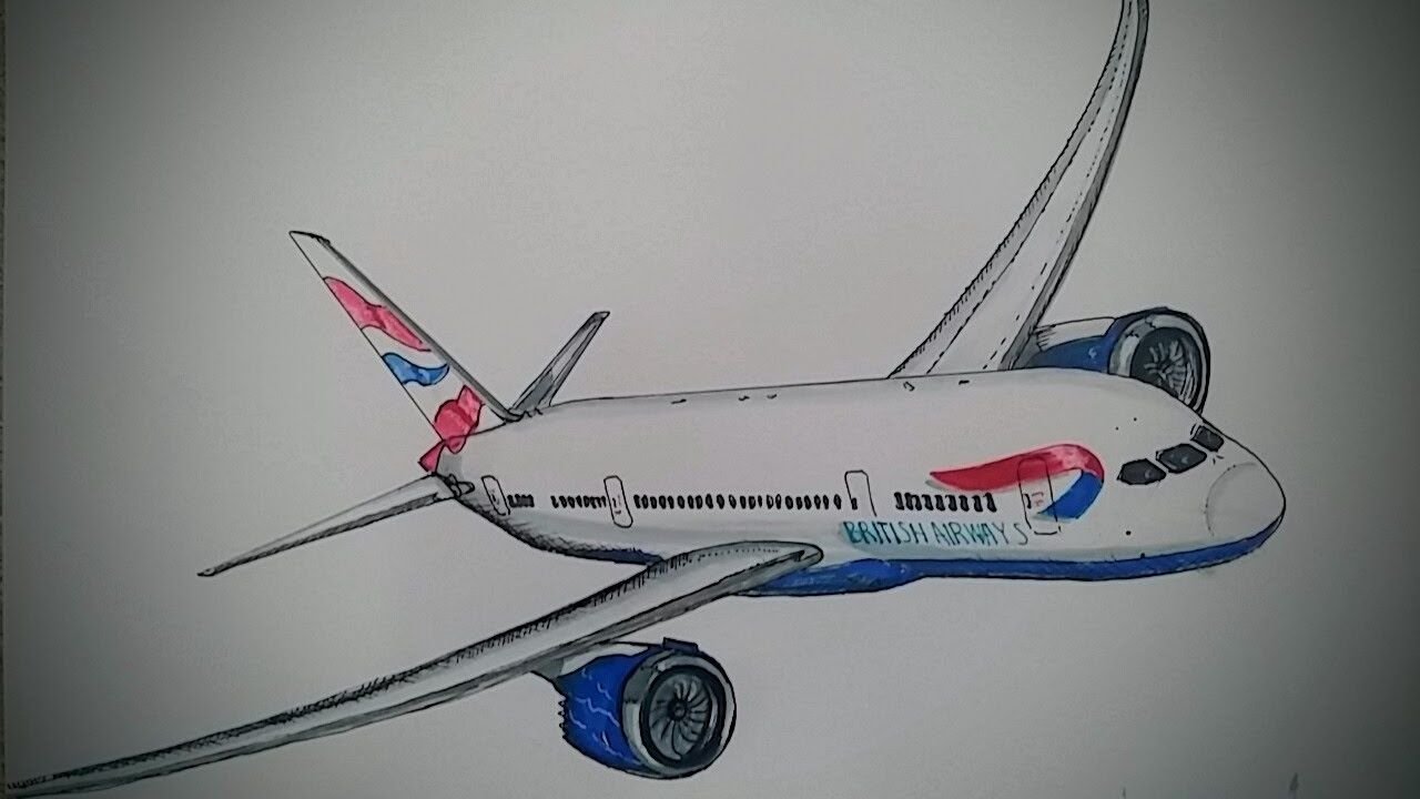 Пассажирский самолет рисунок