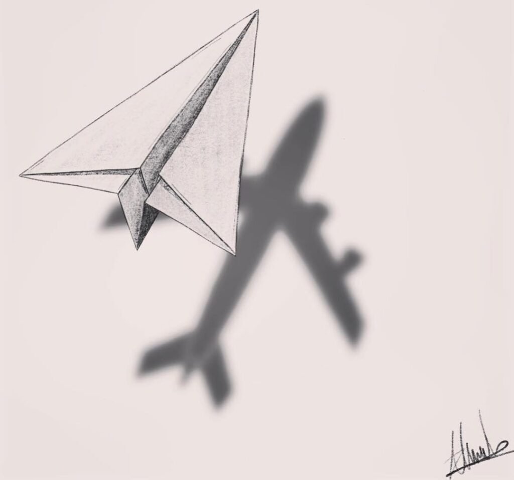 Бумажный самолетик рисунок