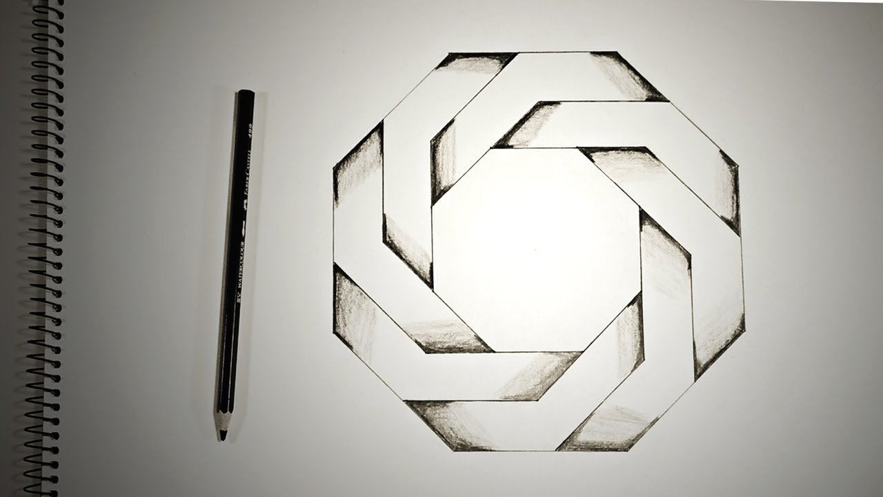 3д геометрические фигуры карандашом