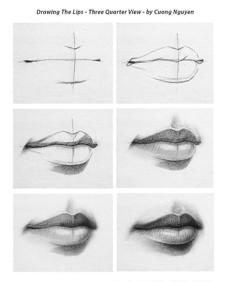 Поэтапный рисунок губ