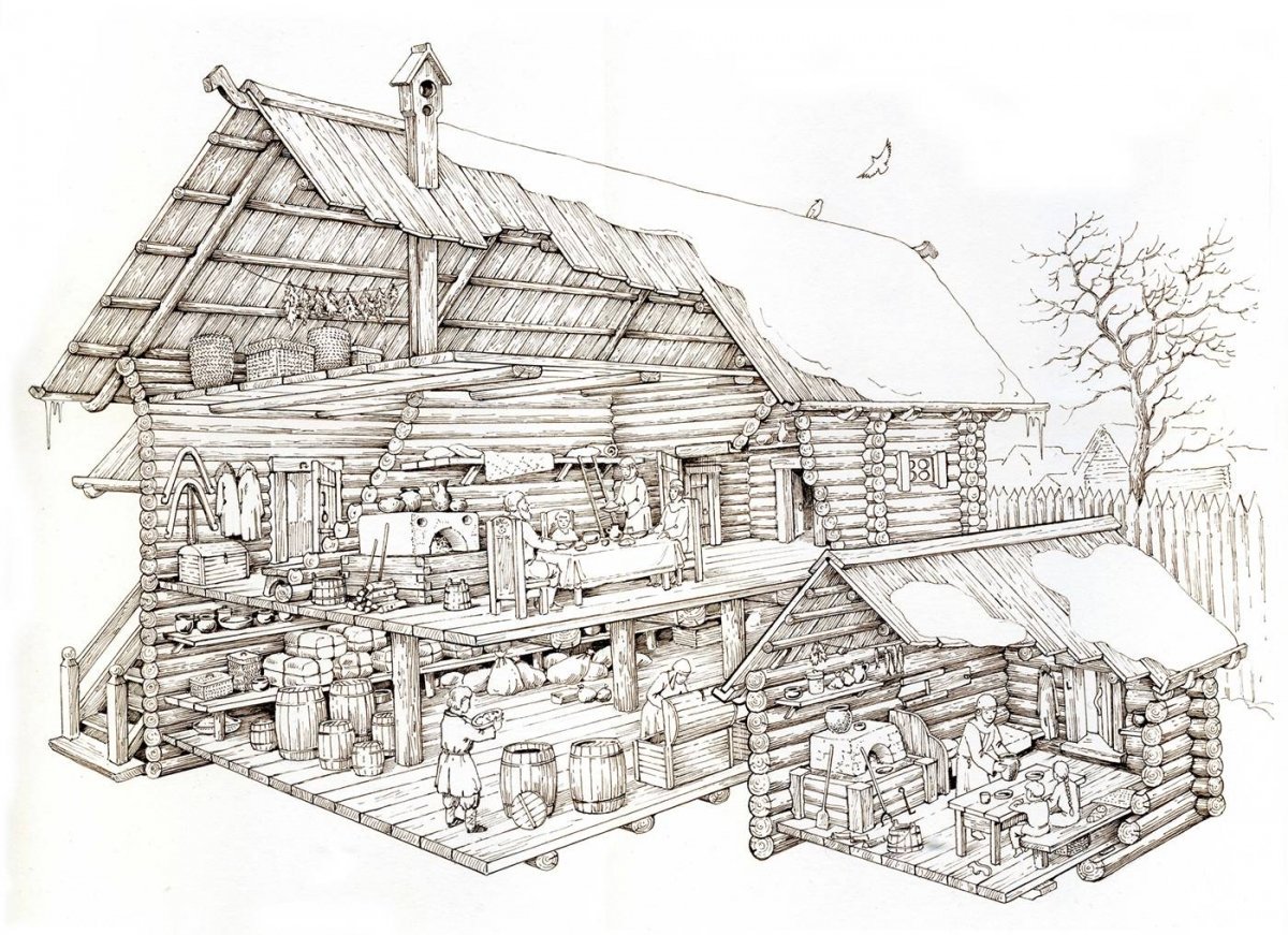 Срубный дом в древней Руси