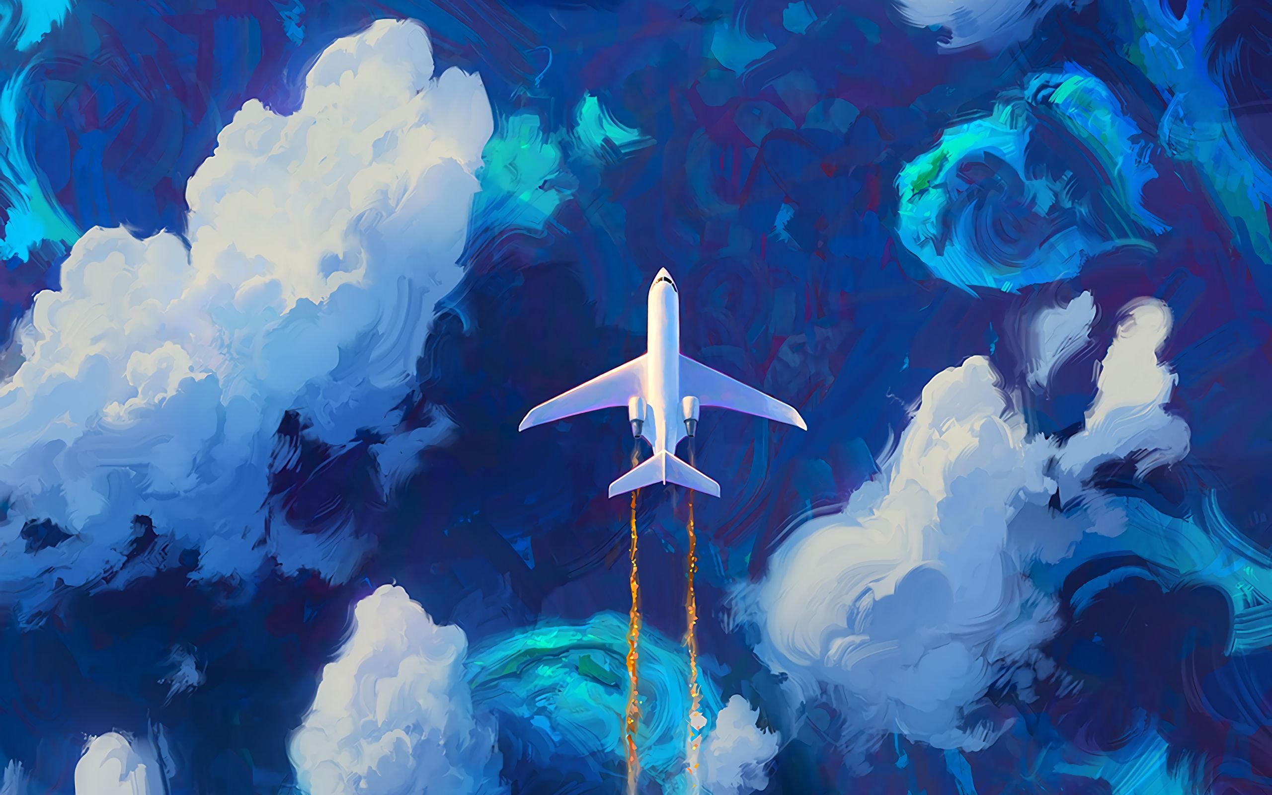 Самолет в небе арт