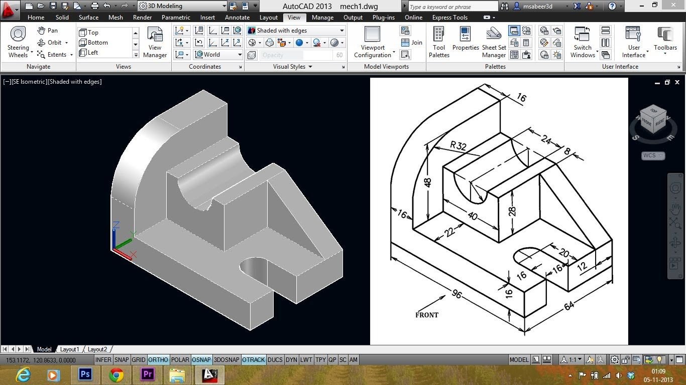 3d 屑芯写械谢褜 AUTOCAD 褔械褉褌械卸