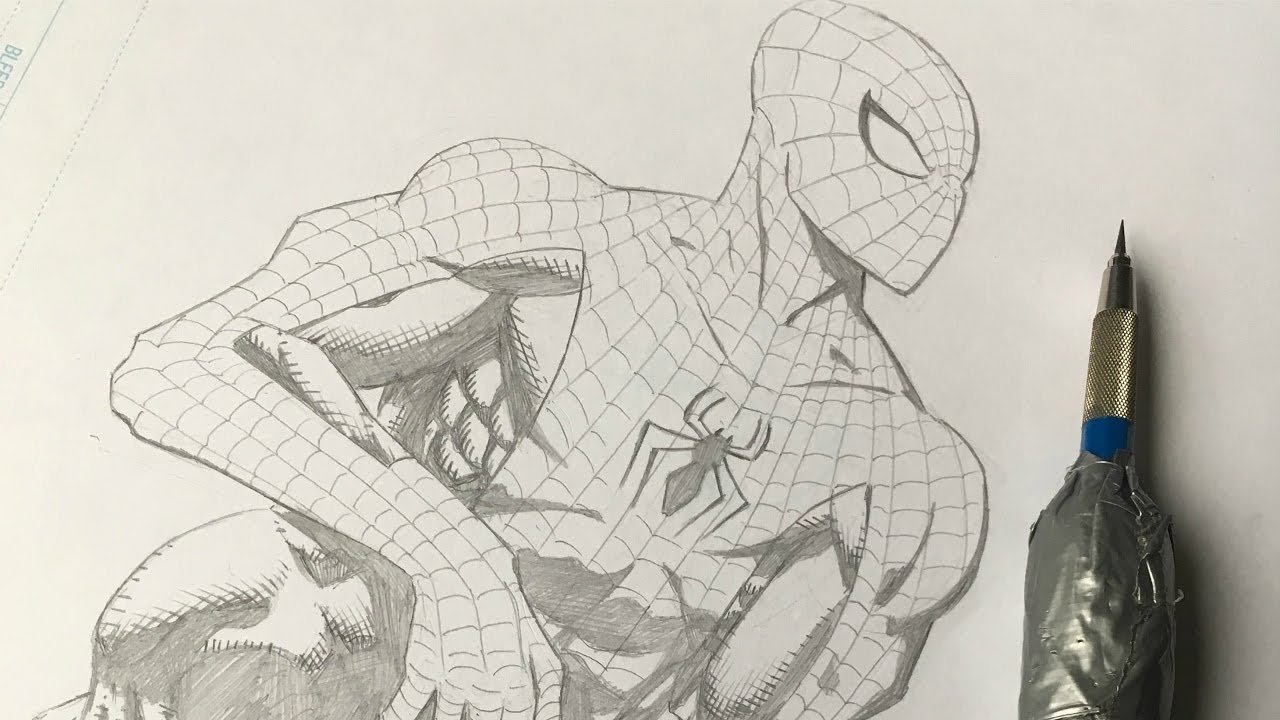 Комикс человек паук карандашом