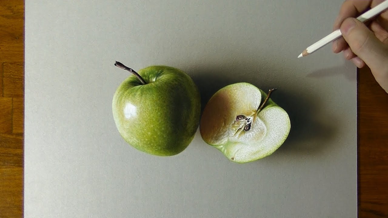 Нарисовать реалистичное яблоко