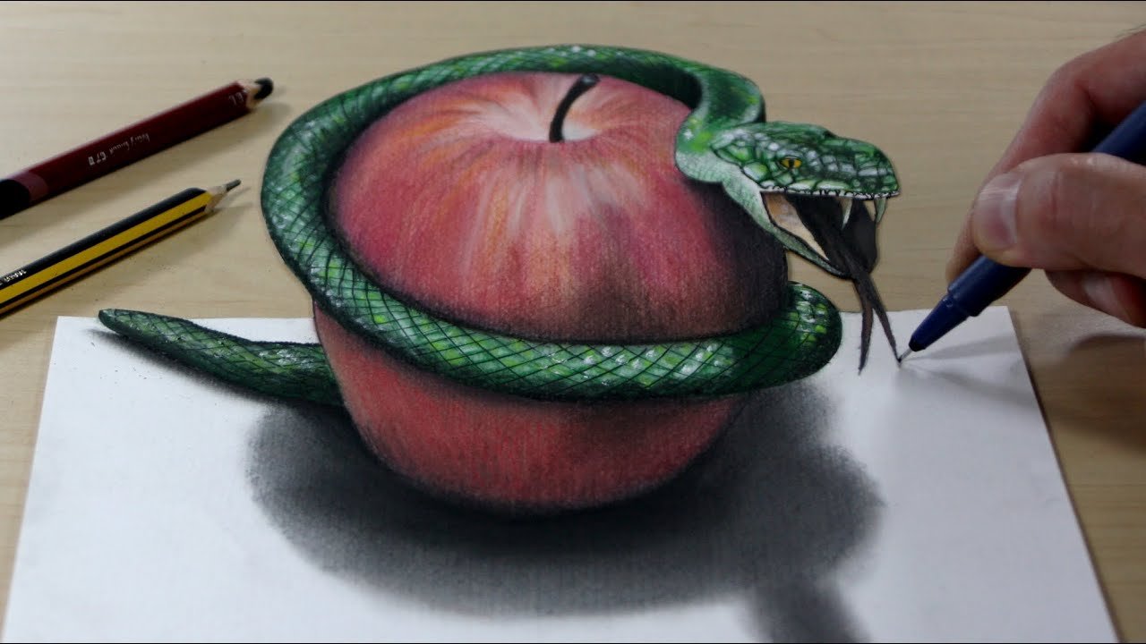 Яблоко 3д рисунок